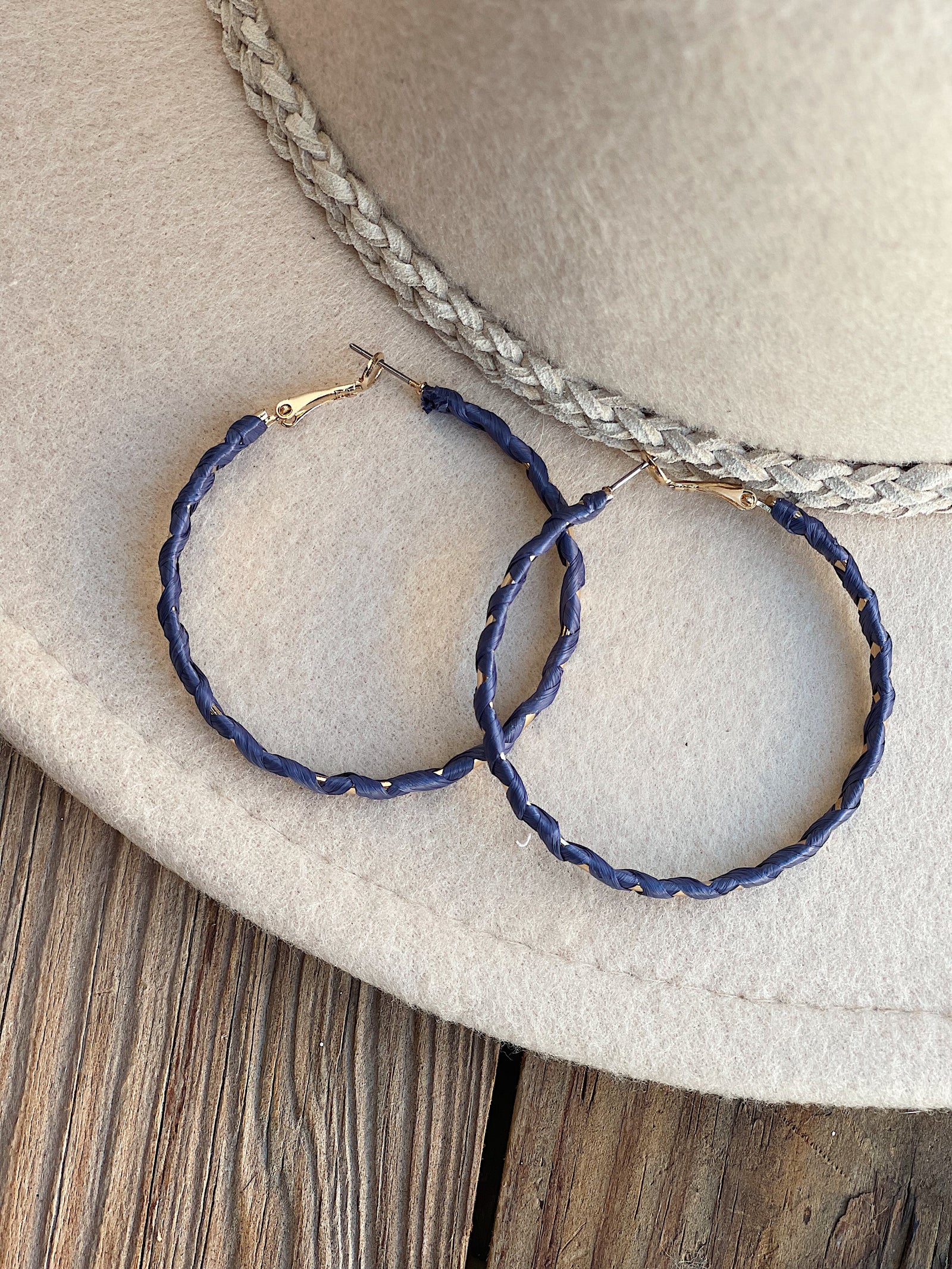 Navy & Gold Hoops