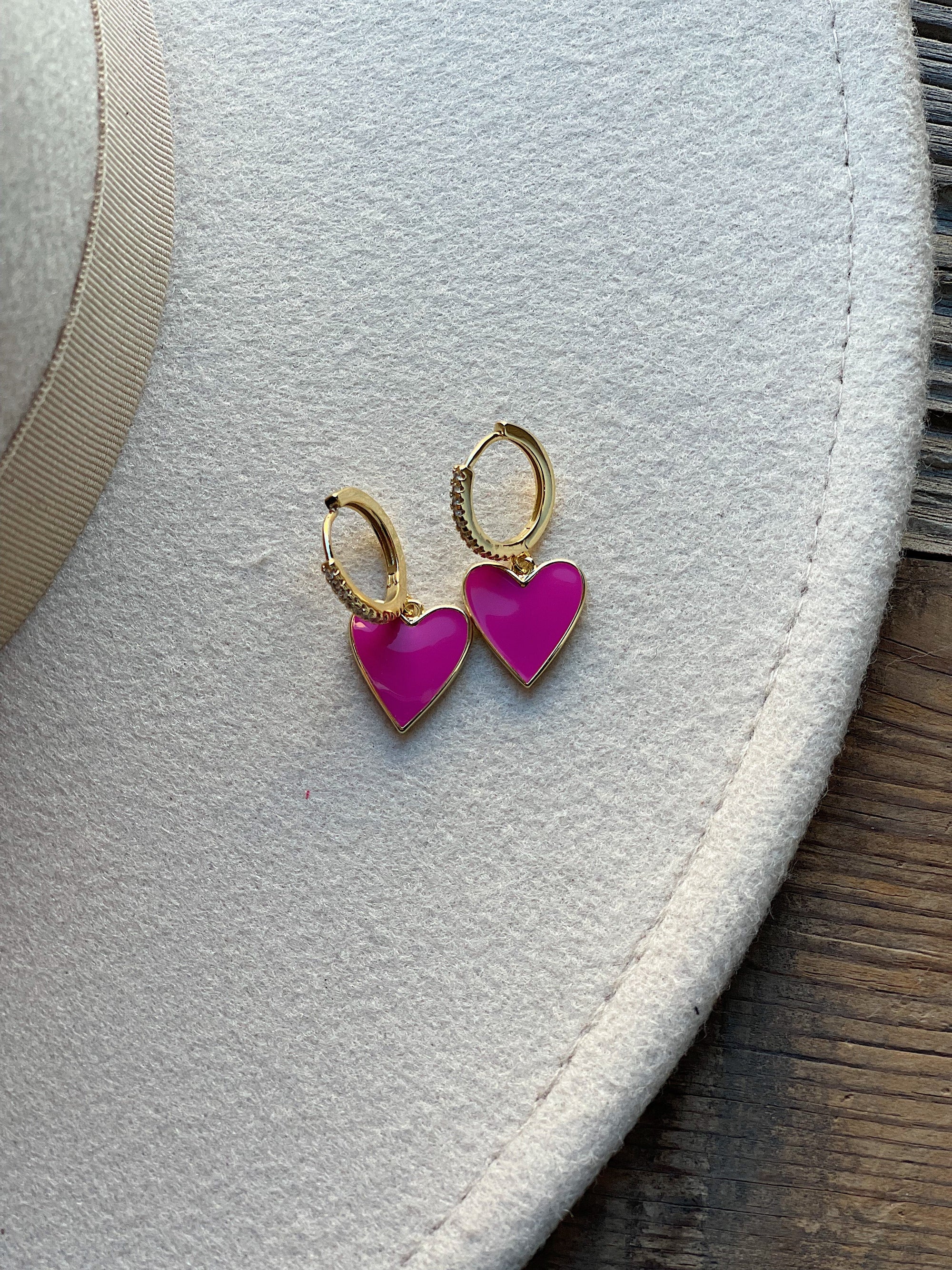 Hot Pink Huggie Earrings