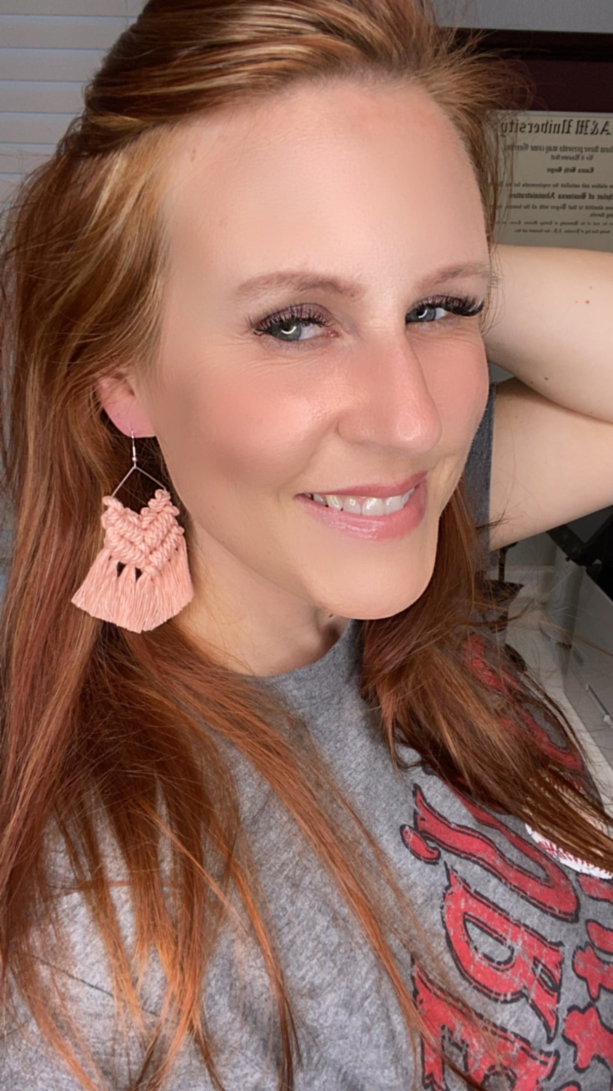 Macrame Earrings-Pink