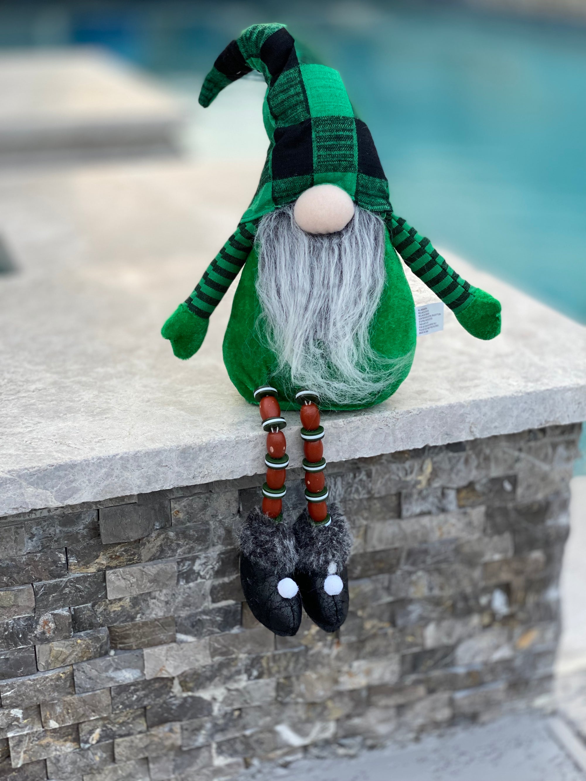 Green Button Leg Gnome